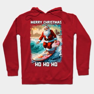 Funny Santa Claus surfing in the summer pop art illustration Hoodie